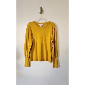 Magaschoni Sweater Academia Career Balloon Sleeve Party Preppy Crewneck Casual